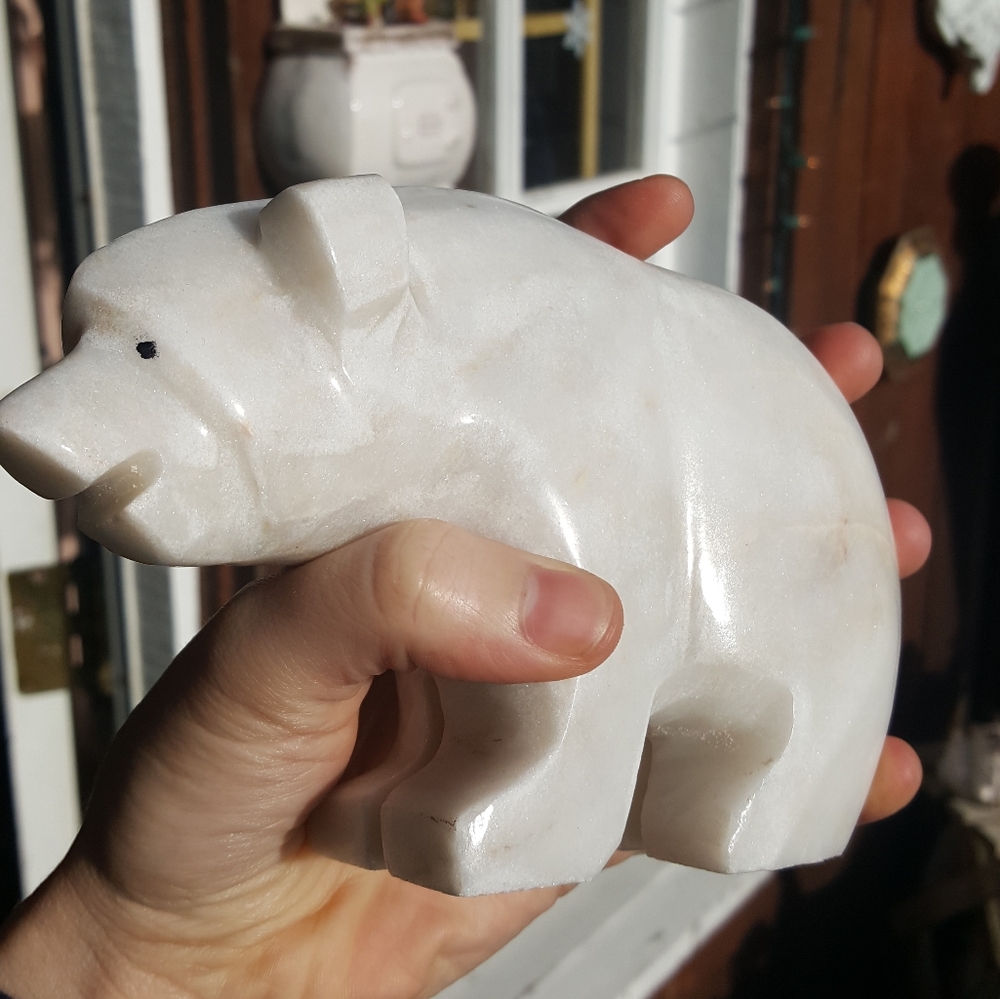 TODAY SALE Large marble White Bear